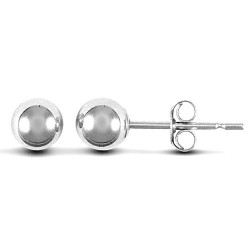 9ct white gold 5mm polished bead Stud Earrings with a post and butterfly fitting.