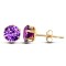 9ct yellow gold Stud Earrings claw-set with a 5mm solitaire purple cubic zirconia stone.