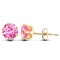 9ct yellow gold Stud Earrings claw-set with a 5mm solitaire pink cubic zirconia stone.