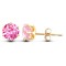 9ct yellow gold Stud Earrings claw-set with a 6mm solitaire pink cubic zirconia stone.