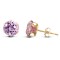 9ct yellow gold Stud Earrings claw-set with a 6mm solitaire light blue cubic zirconia stone.