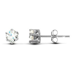 solid 9ct white gold hand finished Stud Earrings claw-set with a 4mm solitaire cubic zirconia stone.