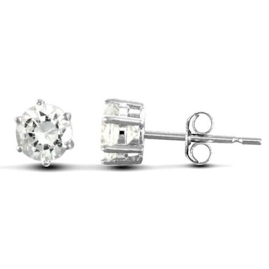 solid 9ct white gold hand finished Stud Earrings claw-set with a 5mm solitaire cubic zirconia stone.