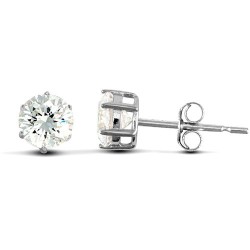 solid 9ct white gold hand finished Stud Earrings claw-set with a 6mm solitaire cubic zirconia stone.
