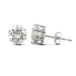 solid 9ct white gold hand finished Stud Earrings claw-set with a 8mm solitaire cubic zirconia stone.