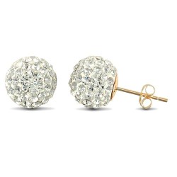 9ct yellow gold clear sparkling crystal set 10mm ball Stud Earrings 9ct yellow gold clear sparkling crystal set 10mm ball Stud Earrings