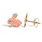 9ct yellow gold rabbit stud earrings with an enamelled design