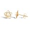 9ct yellow gold open heart shaped petal design flower stud earrings with inset pearl