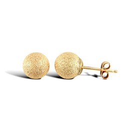 9ct yellow gold frosted 6mm ball stud earrings