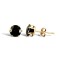 Solid 9ct yellow gold hand finished stud earrings claw-set with a 5mm solitaire black cubic zirconia stone