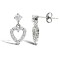 9ct white gold stud earrings a claw set cubic zirconia with a drop outlined heart surrounded with claw set cubic zirconia's