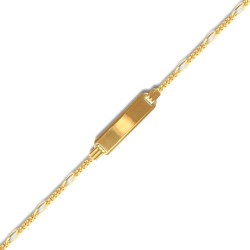 9ct Yellow Gold Fine Figaro Id Bracelet