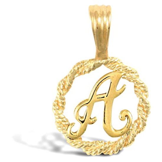 9ct Yellow Gold Rope initial Pendant
