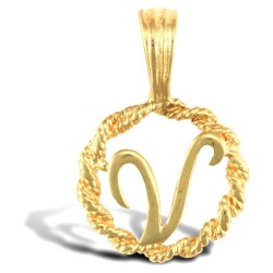 9ct Yellow Gold Rope initial Pendant