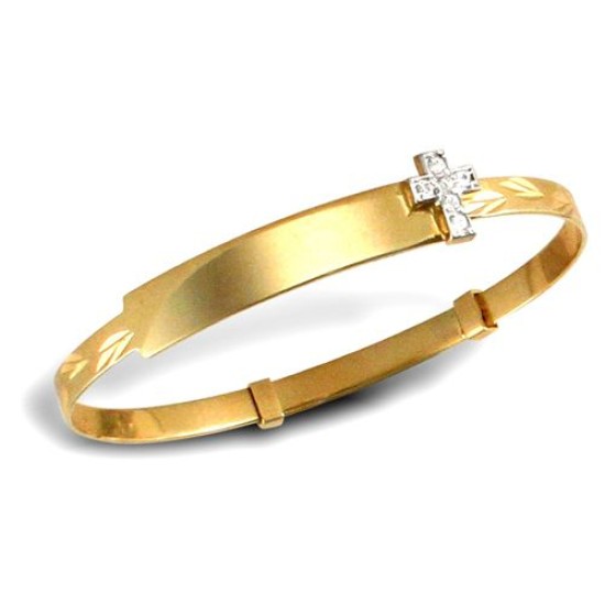 9ct Yellow Gold Childs Cubic Zirconia Expandable Bangle