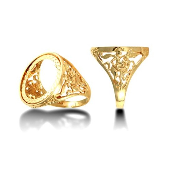 9ct Yellow Gold Half St George Sovereign Ring