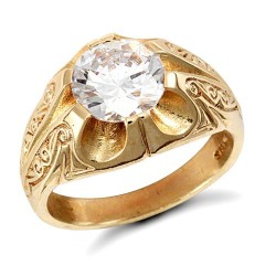 9ct Yellow Gold Gents Cubic Zirconia Ring