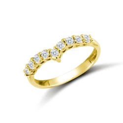9ct Yellow Ladies CZ Wishbone Ring