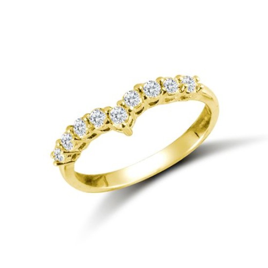 9ct Yellow Ladies CZ Wishbone Ring