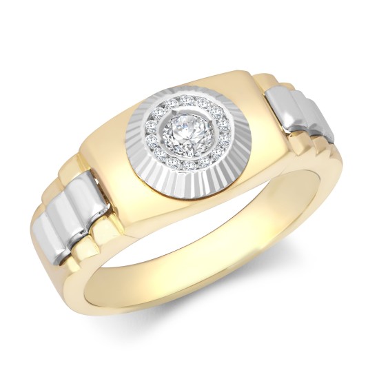 9ct Yellow & White Gold CZ Set Watch Strap & Bezel Ring