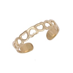 9ct Yellow Gold Hearts Toe Ring