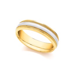 9ct Yellow and White Fancy 6mm Wedding Band