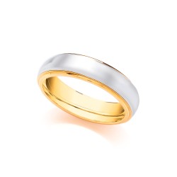 18ct Yellow and White Fancy 6mm Wedding Band