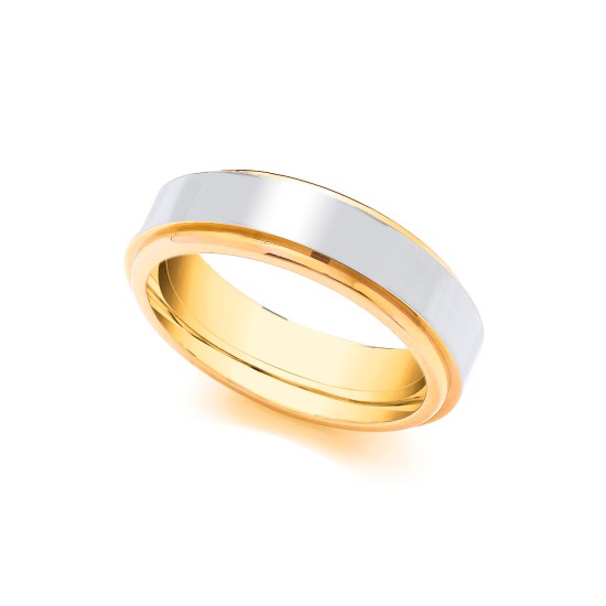9ct Yellow and White Fancy 8mm Wedding Band