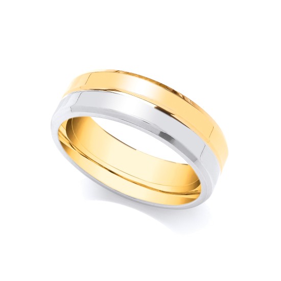 9ct Yellow and White 6mm Wedding Band