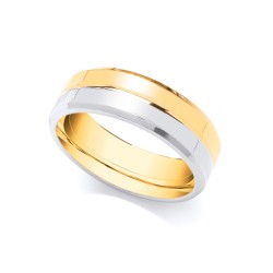 9ct Yellow and White 7mm Wedding Band