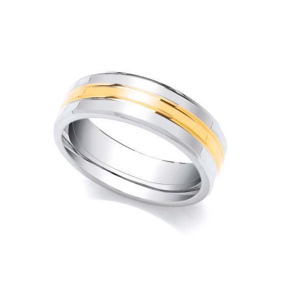 18ct White and Yellow Fancy 7mm Wedding Band