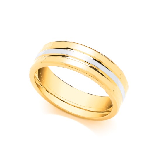 9ct Yellow and White Fancy 6mm Wedding Band