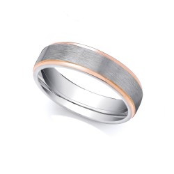 2 Colour 18ct Rose and White Fancy 6mm Wedding Ring