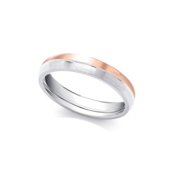 2 Colour 9ct Rose and White Fancy 4mm Wedding Ring