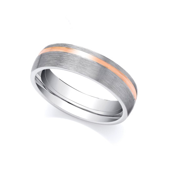 2 Colour 18ct Rose and White Fancy 6mm Wedding Ring