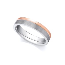 2 Colour 18ct Rose and White Fancy 5mm Wedding Ring