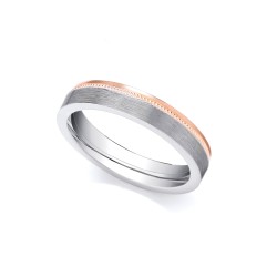 2 Colour 18ct Rose and White Fancy 6mm Wedding Ring
