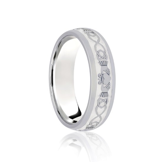9ct White Court 5mm Celtic Laser Engraved Wedding Band