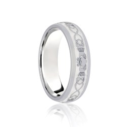 Platinum Court 8mm Celtic Laser Engraved Wedding Band