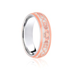 9ct White & Rose Court 7mm Celtic Laser Engraved Wedding Band