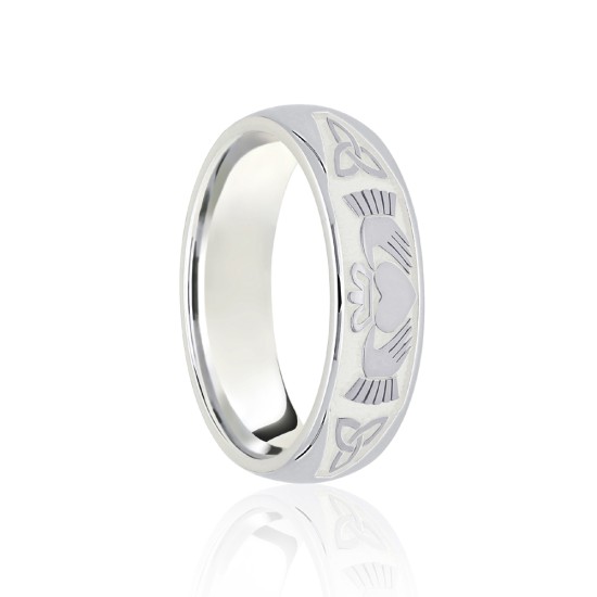 Platinum Court 6mm Celtic Half Engraved Wedding Band