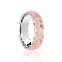 9ct White & Rose Court 6mm Celtic Half Engraved Wedding Band