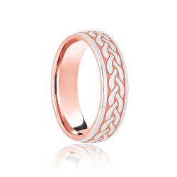 9ct Rose & White Court 5mm Celtic Laser Engraved Wedding Band