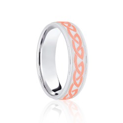 9ct White & Rose Flat Court 8mm Celtic Laser Engraved Wedding Band