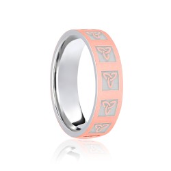 9ct White & Rose Flat Court 8mm Celtic Laser Engraved Wedding Band