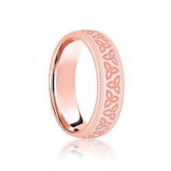 18ct Rose & White Court 7mm Celtic Laser Engraved Wedding Band