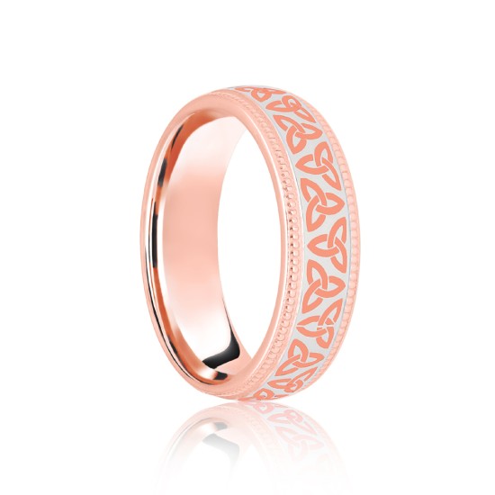 9ct Rose & White Court 8mm Celtic Laser Engraved Wedding Band