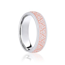 9ct White & Rose Court 7mm Celtic Laser Engraved Wedding Band