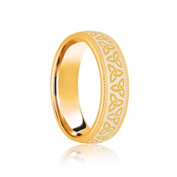 18ct Yellow & White Court 6mm Celtic Laser Engraved Wedding Band