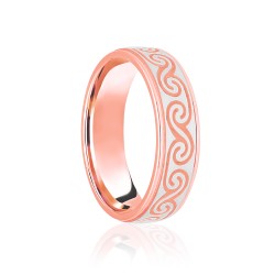 9ct Rose & White Flat Court 6mm Celtic Laser Engraved Wedding Band